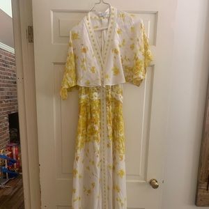 ALEXIS Flutter Sleeve Cut Out Back Maxi Dress Sz L